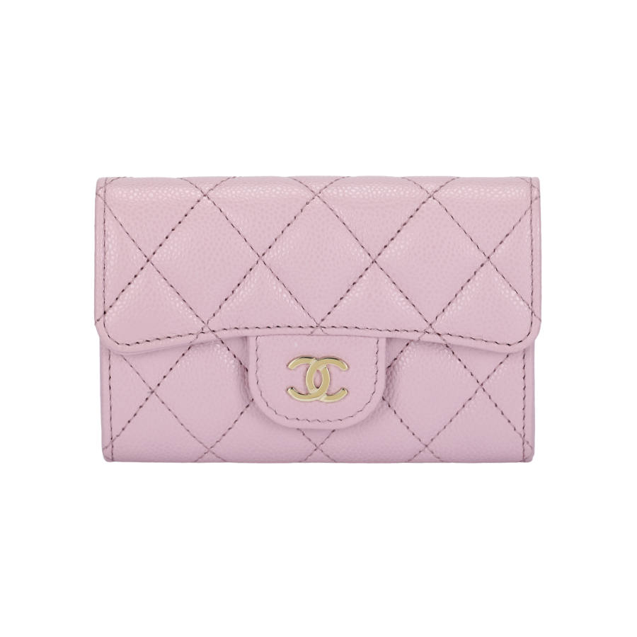 CHANEL Classic Flap CF Embossed Litchi Grain Calfskin & Metal Flap Bag, Wallet Women's Cherry Blossom Pink