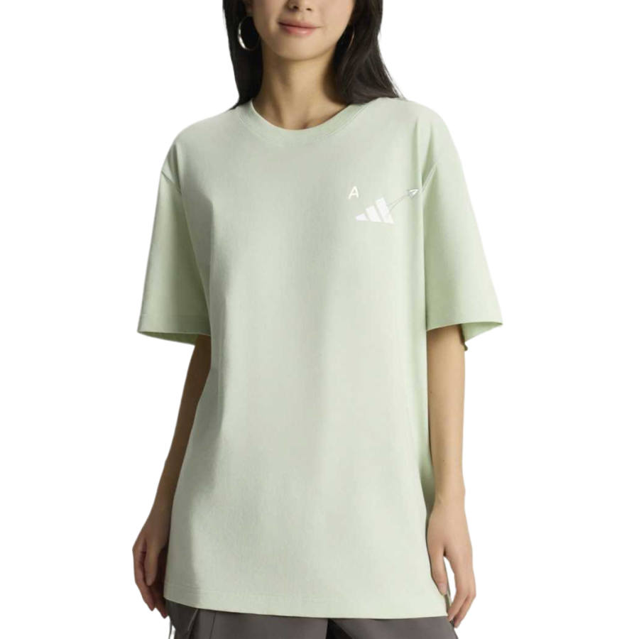 Adidas Adidas T Shirts Unisex Linen Green Crew Neck Moderate Straight Fit