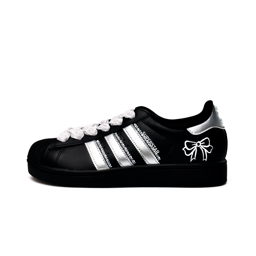 Adidas Originals Superstar 2 Dark Night Silver Butterfly Synthetic Leather Low top Kids' Skateboarding Shoes Silver