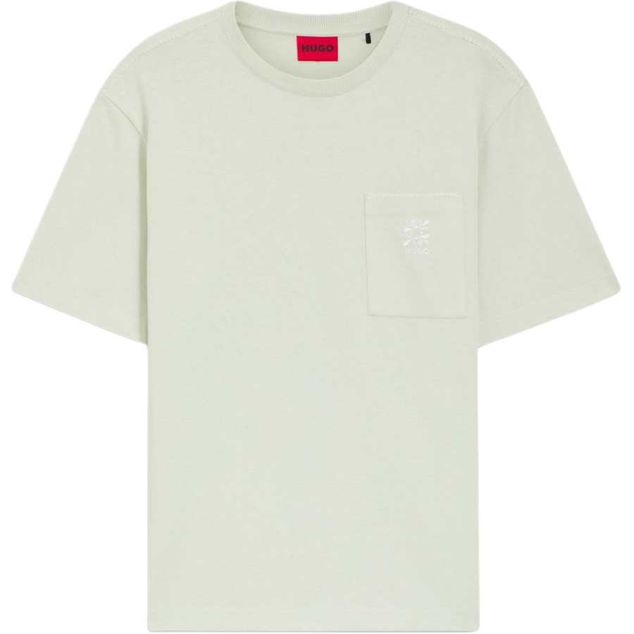 HUGO BOSS T Shirts Men's Light Green Crew Neck Moderate Straight Fit