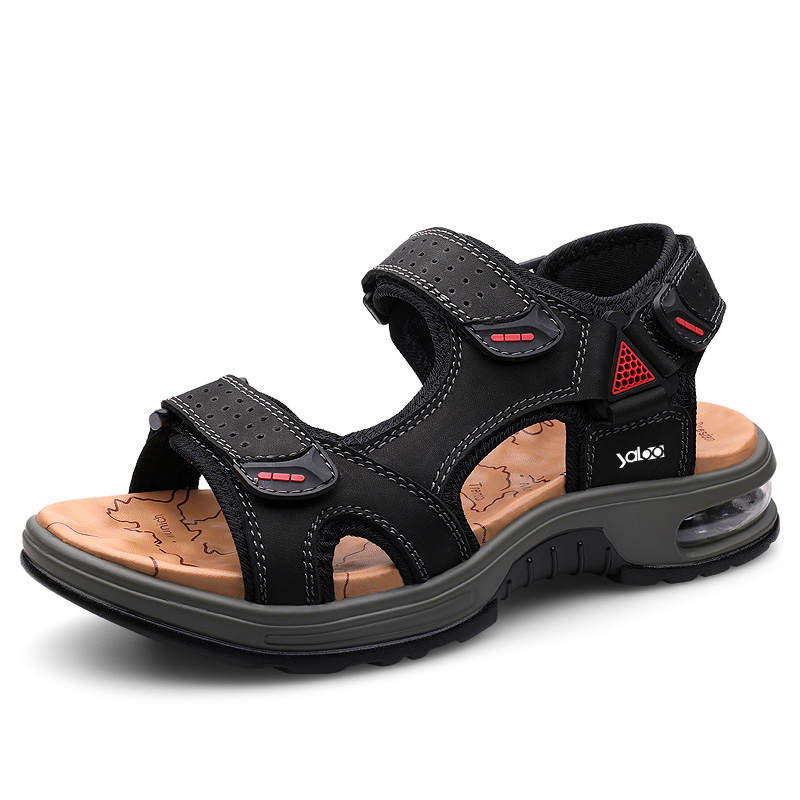 YALU Top Grain Cow Leather Beach Sandals Men's