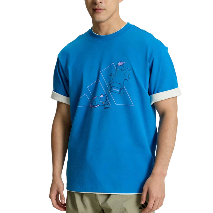 Adidas Adidas T Shirts Unisex Superior Ultramarine Blue Crew Neck Moderate Straight Fit