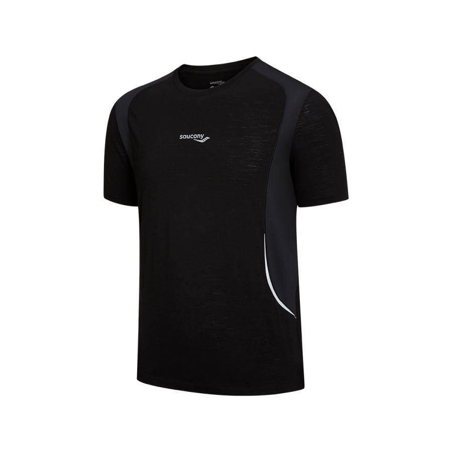 Saucony T Shirts Men's Jet Black Crew Neck Moderate
