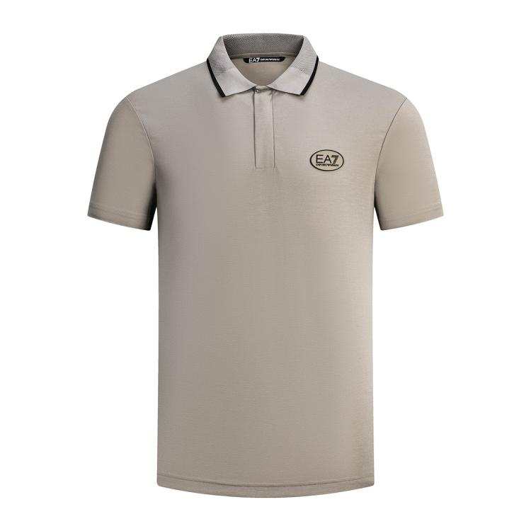 EMPORIO ARMANI Polo Shirts Men's Light Coffee Polo Collar Moderate Straight Fit