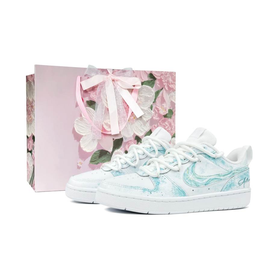 Nike Nike Court Borough Morning Star Cove Abrasion Resistant Slip Resistant Low top Skateboard Shoes Light Blue Teenagers