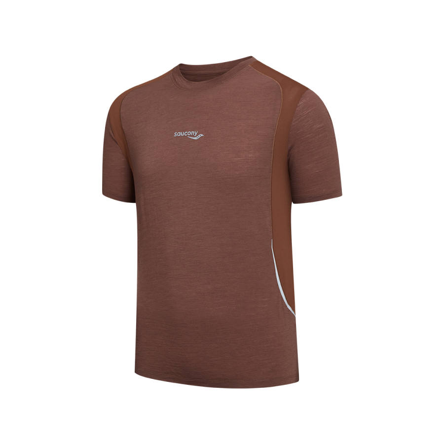 Saucony T Shirts Men's Crimson Red Crew Neck Moderate