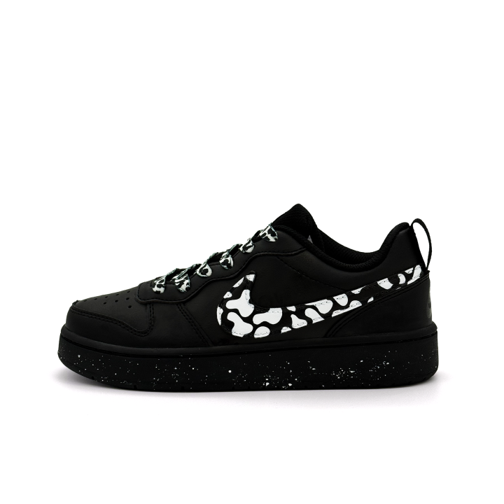 Nike Nike Court Borough Minimalist Spotted White Leather Slip Resistant Low top Kids' Skateboarding Shoes Black White