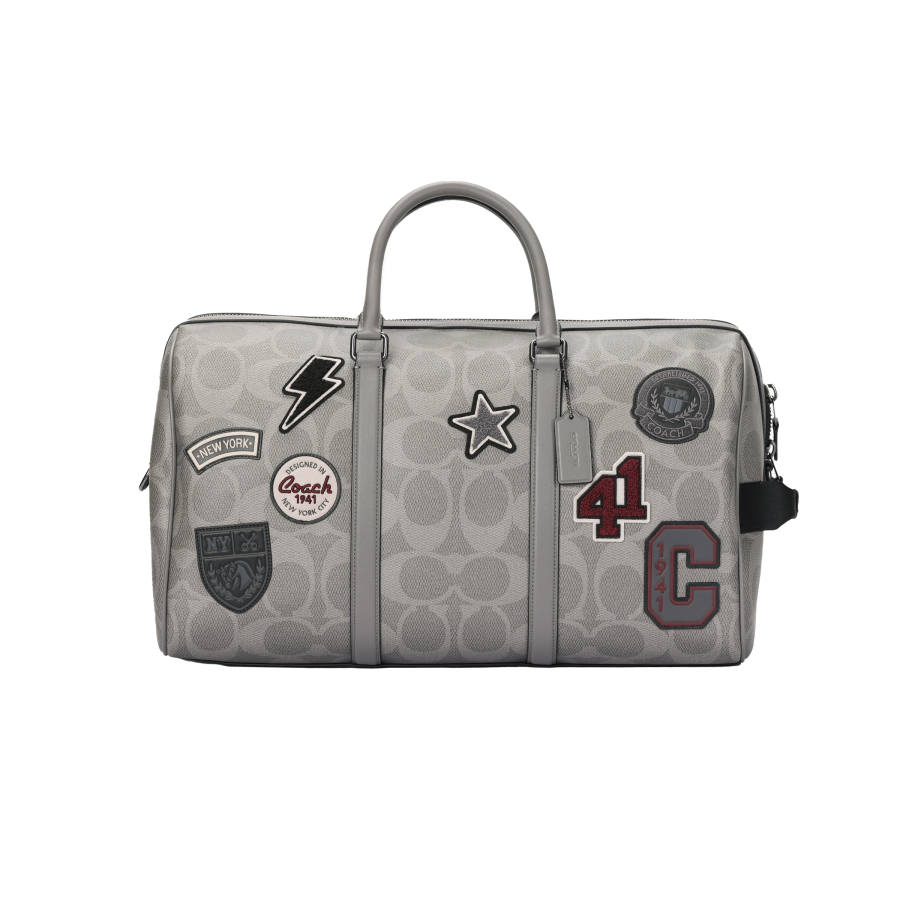 COACH Venturer Artificial Leather With Cow Leather Travel Bag Men's Gray Copper
