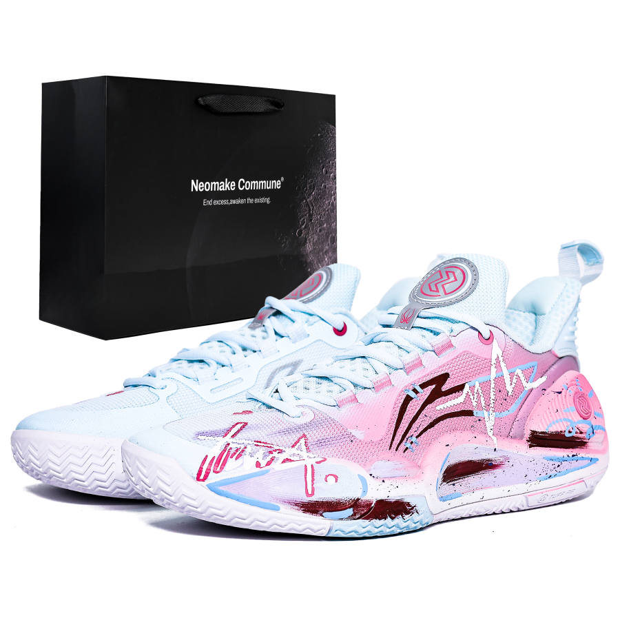 Li-Ning Li Ning Speed 9 Cushioning Abrasion Resistant Low top Basketball Shoes Men's Pink Blue