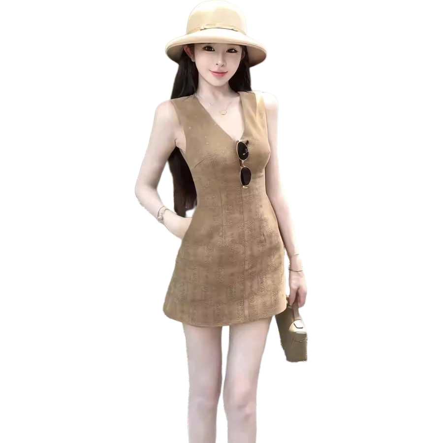 JBBCN Sleeveless Dresses Women's Image Color V Neck Thin Extra Short