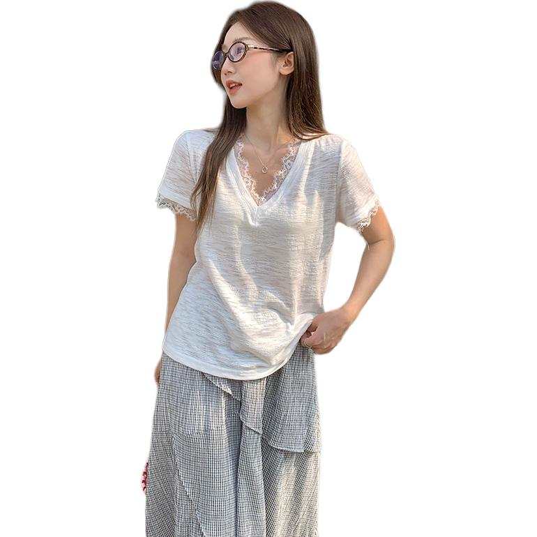 JBBCN T Shirts Women's White V Neck Thin Other