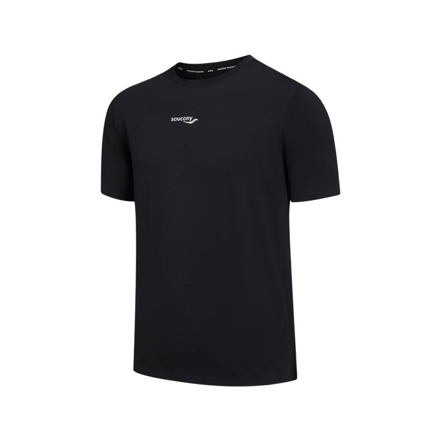 Saucony T Shirts Men's Jet Black Crew Neck Moderate