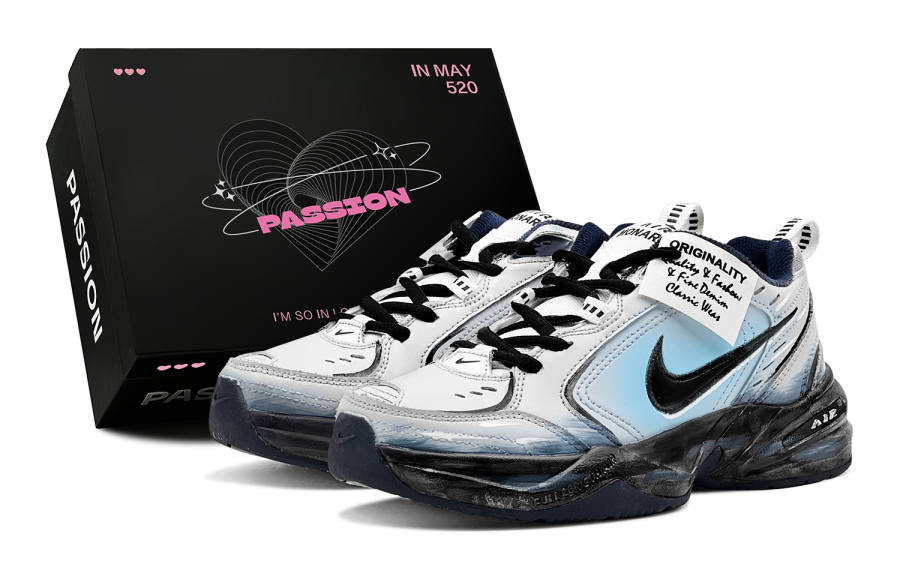 Nike Nike Air Monarch 4 Spring Refresh, Misty Ink Dye, Sports & Outdoors, Cyber Techwear, Trendy & Edgy Low top
