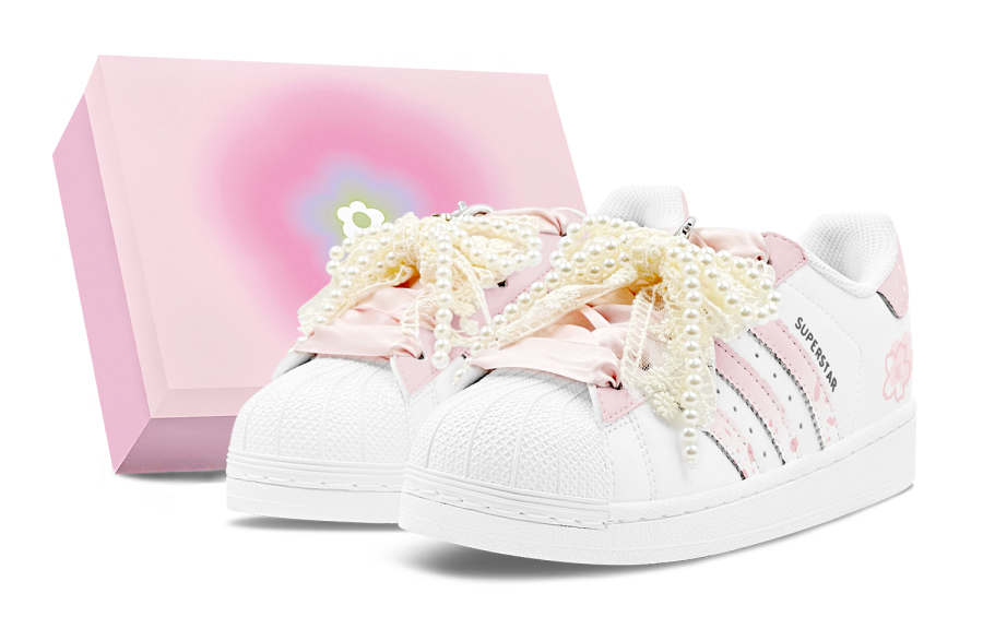 Adidas Originals Superstar 2 Skateboard Shoes Women's Low Top White/Pink