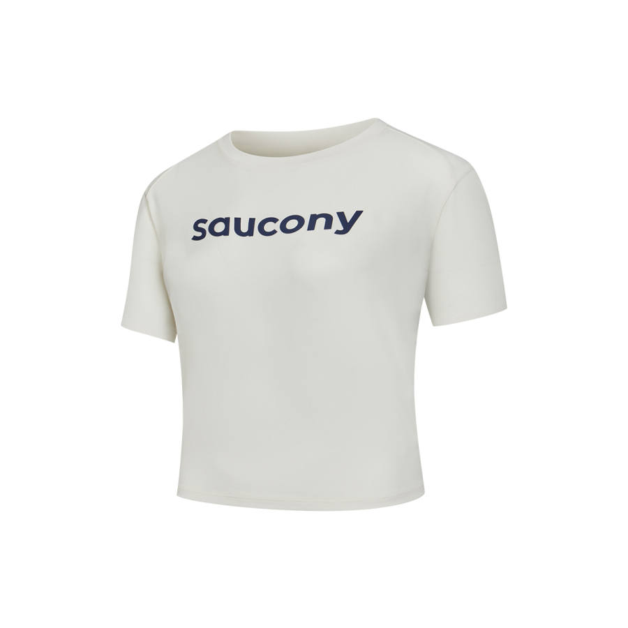 Saucony T Shirts Women's Cream White Crew Neck Moderate