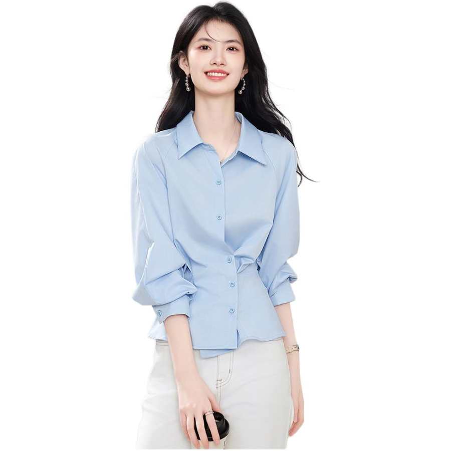 JBBCN Shirts Women's Snow Crystal Blue Lapel Moderate