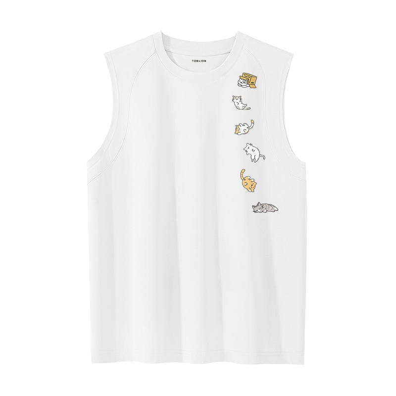 Tonlion Tank Tops Unisex Crew Neck Thin Straight Fit
