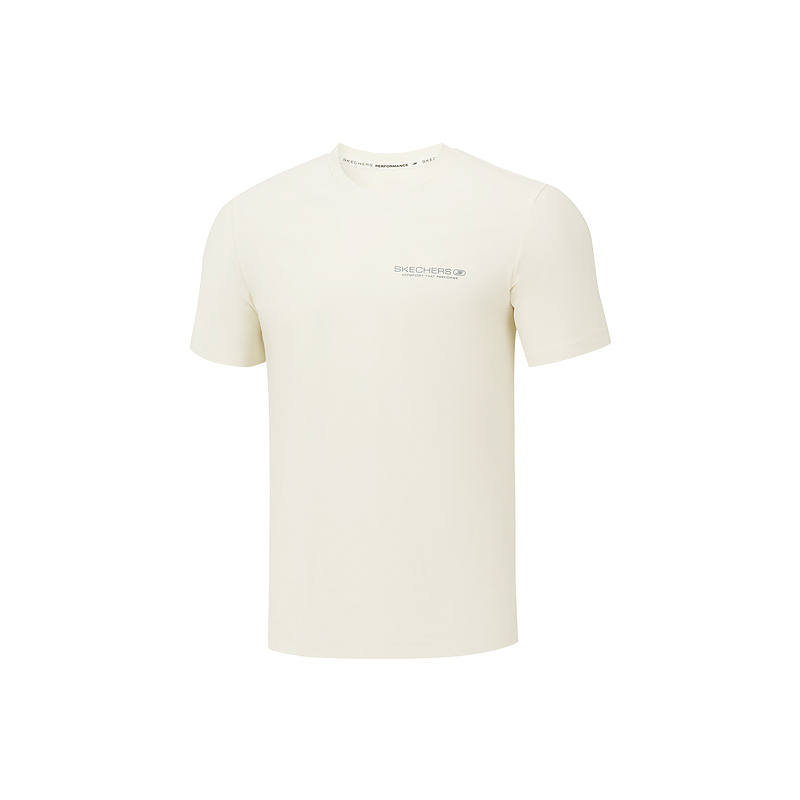 Skechers T Shirts Men's Marshmallow White 0074 Crew Neck Moderate