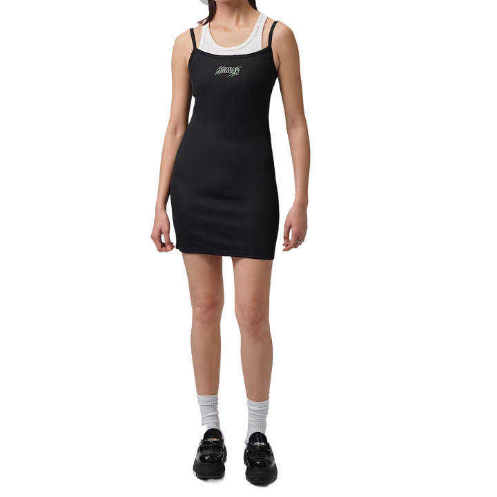 Jordan Jordan Slip Dresses Women's Black Square Collar Moderate Short
