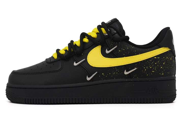 Nike Nike Air Force 1 Suntory Sunset Slip Resistant Cushioning Lightweight Low top Skateboard Shoes Women's Black Yellow