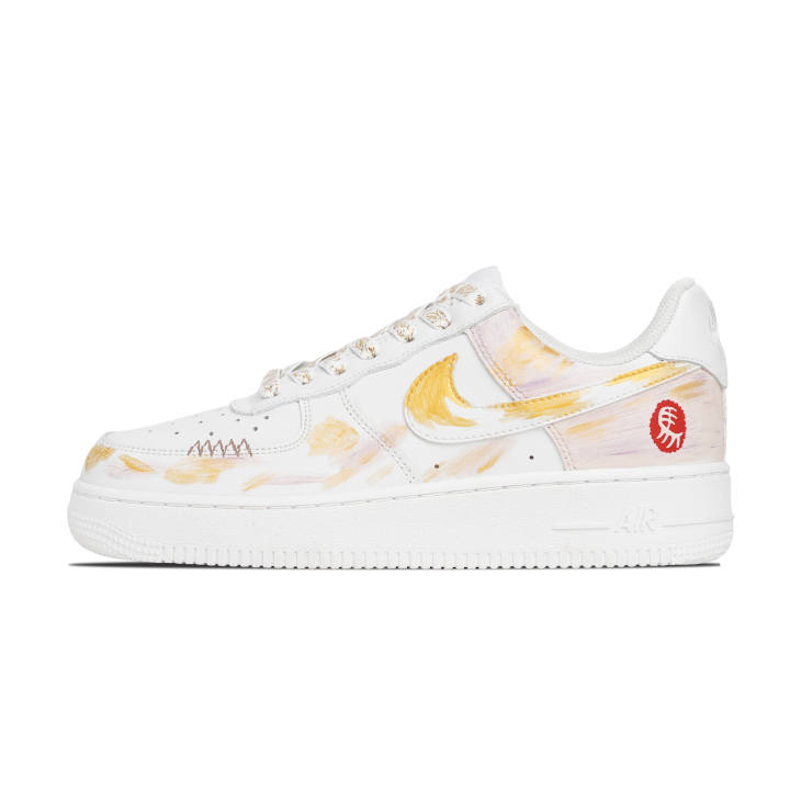 Nike Nike Air Force 1 Slip Resistant Abrasion Resistant Low top Skateboard Shoes Unisex Gold