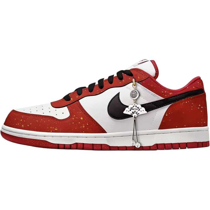 Nike Nike Big Leather Lightweight Breathable Low top Skateboard Shoes Unisex Red
