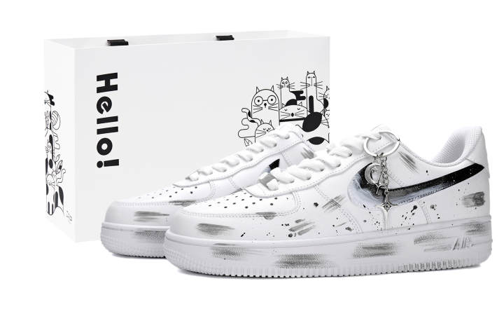 Nike Nike Air Force 1 Slip Resistant, Abrasion Resistant, Lightweight Low top Skateboard Shoes Men's Black White