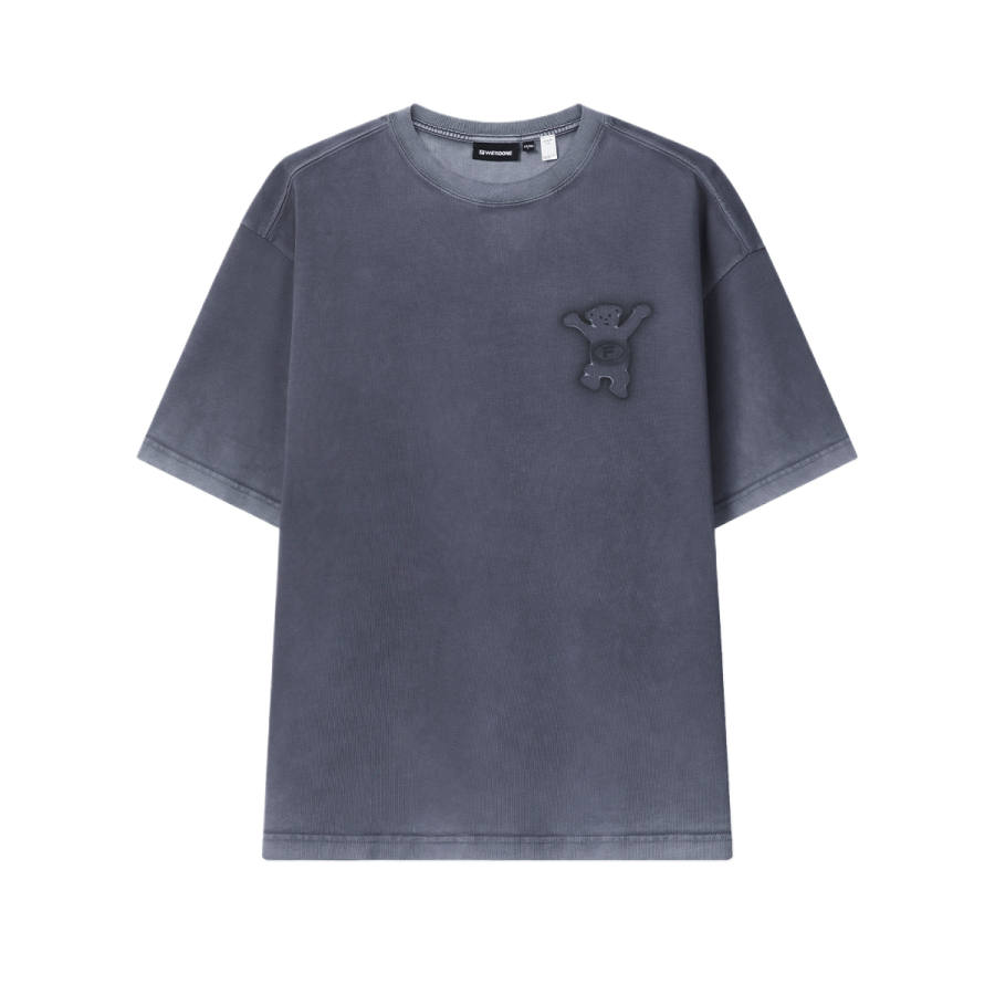 FILA X WE11DONE T Shirts Unisex Rock Gravel Ash Crew Neck Moderate
