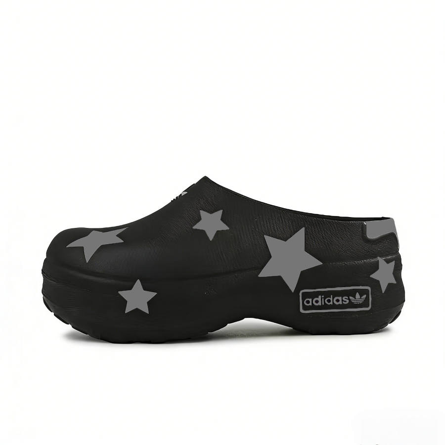 Adidas Originals AdiFOM Stan Smith Mule EVA Graffiti Slip Resistant Closed Toe Slippers Women's Black Gray