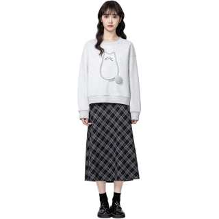 VENICEW Sweatshirts Women's Gray Crew Neck Thin Regular