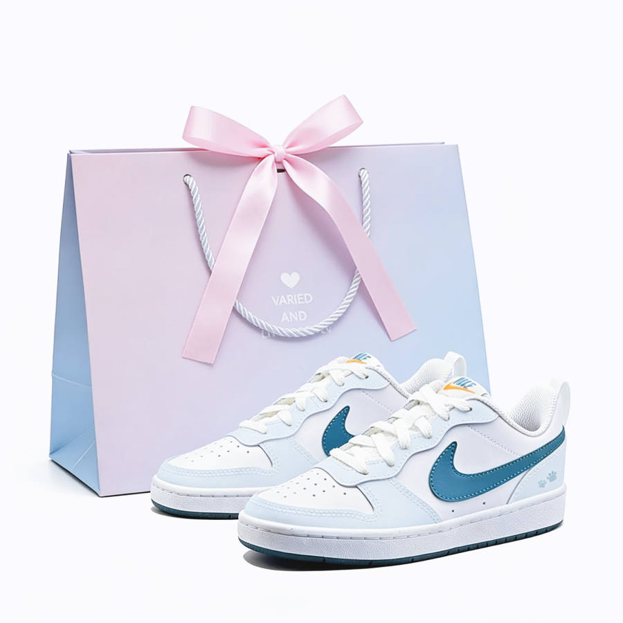 Nike Nike Court Borough2 Whale Fall Shallow Beach Synthetic Leather Slip Resistant Abrasion Resistant Low top
