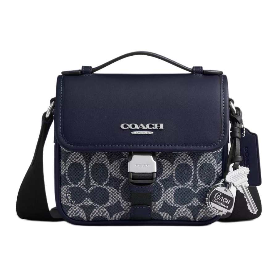 COACH RACER Coated Canvas With Calfskin Crossbody Bags Small Men's Silver