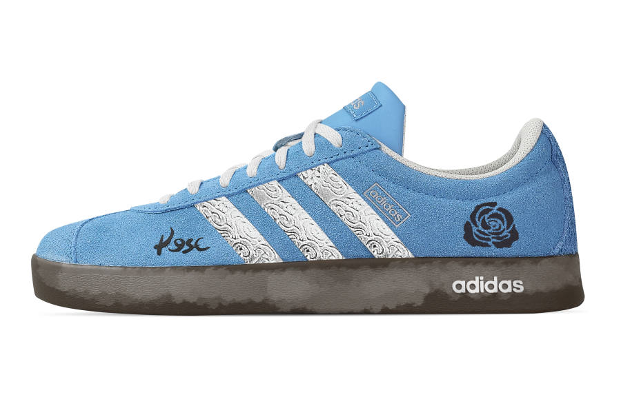 Adidas Custom Adidas VL COURT 2.0 Cloud Pattern Rose Low top German Army Trainers Unisex Blue