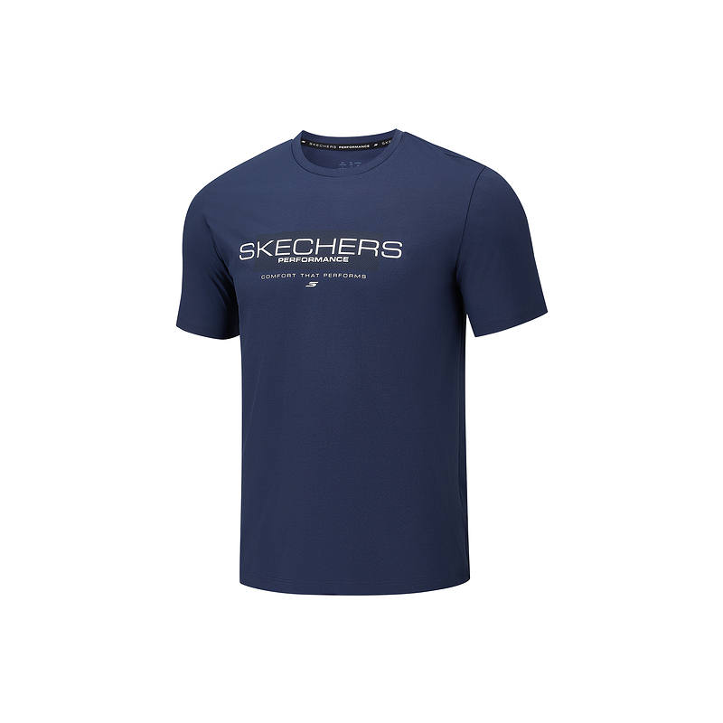 Skechers T Shirts Men's Marine Blue 00DU Crew Neck Moderate