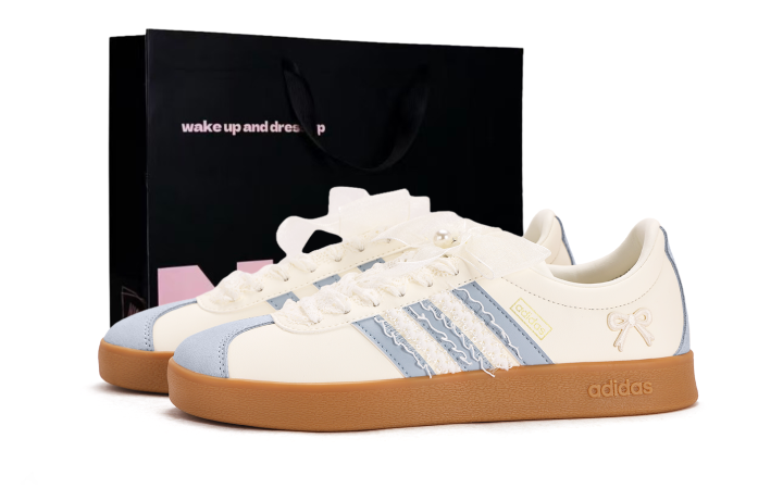 Adidas Adidas VL COURT 2.0 Coverage Abrasion Resistant Slip Resistant Low top Skateboard Shoes Unisex White Blue