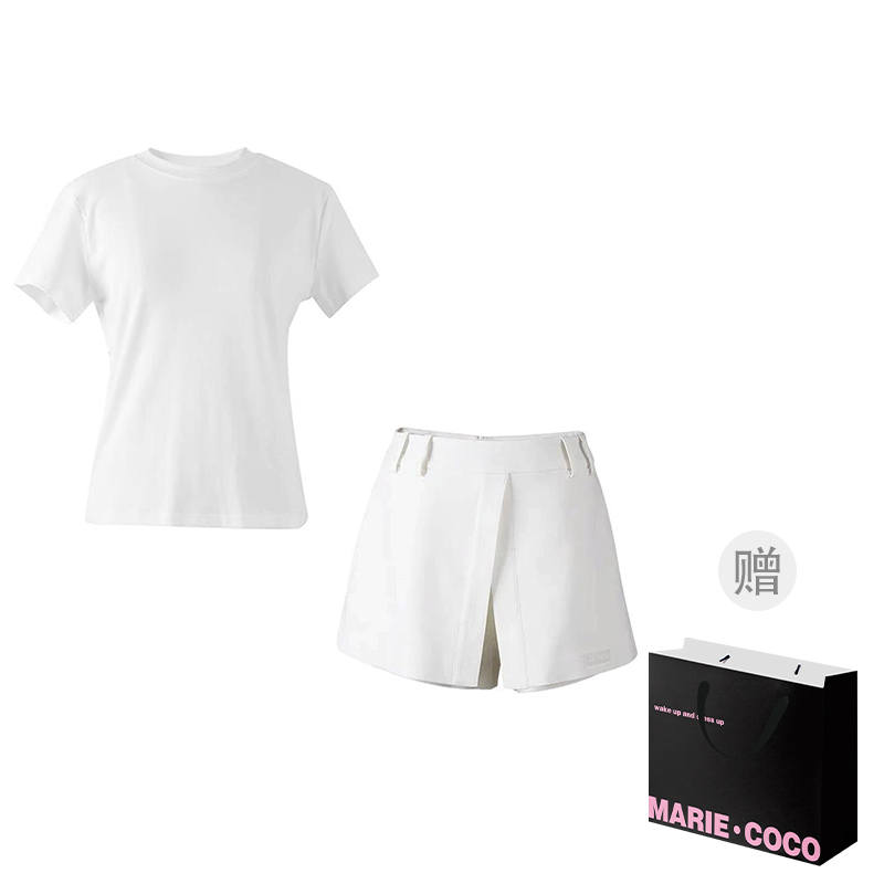 MARIE·COCO Two Piece Skirt Sets Women's Crew Neck Moderate Short