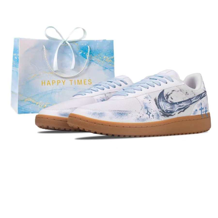 Nike Nike Field General '82 Wave Silver Star, Cosmic Space Canvas Low top Skateboard Shoes Women's White Blue
