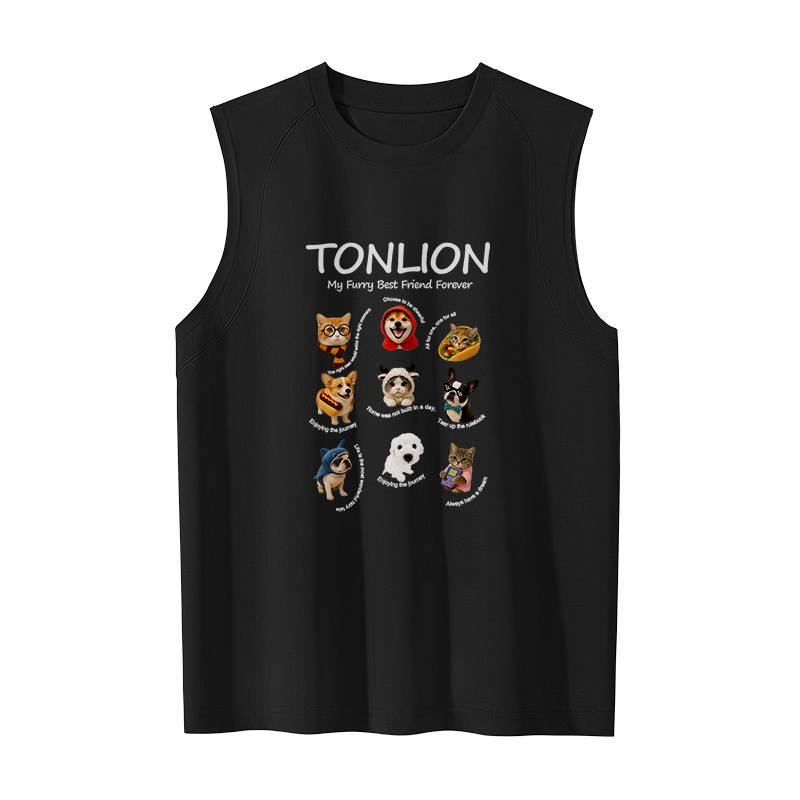 Tonlion Tank Tops Unisex Crew Neck Thin Straight Fit