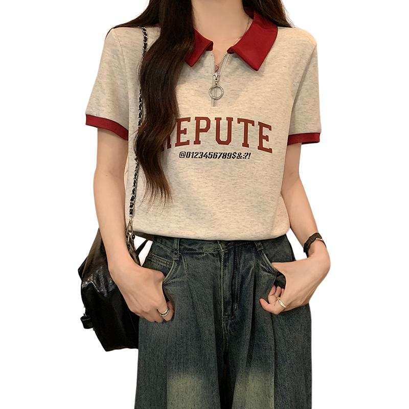 JBBCN T Shirts Women's Lapel Thin Straight Fit