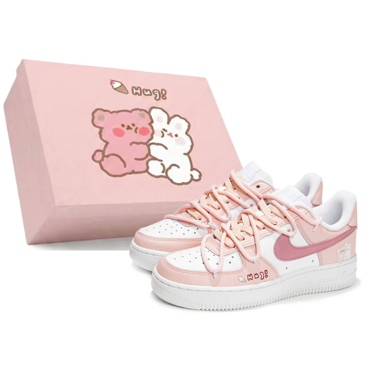 Nike Nike Air Force 1 Slip Resistant Low top Skateboard Shoes Women's White Pink