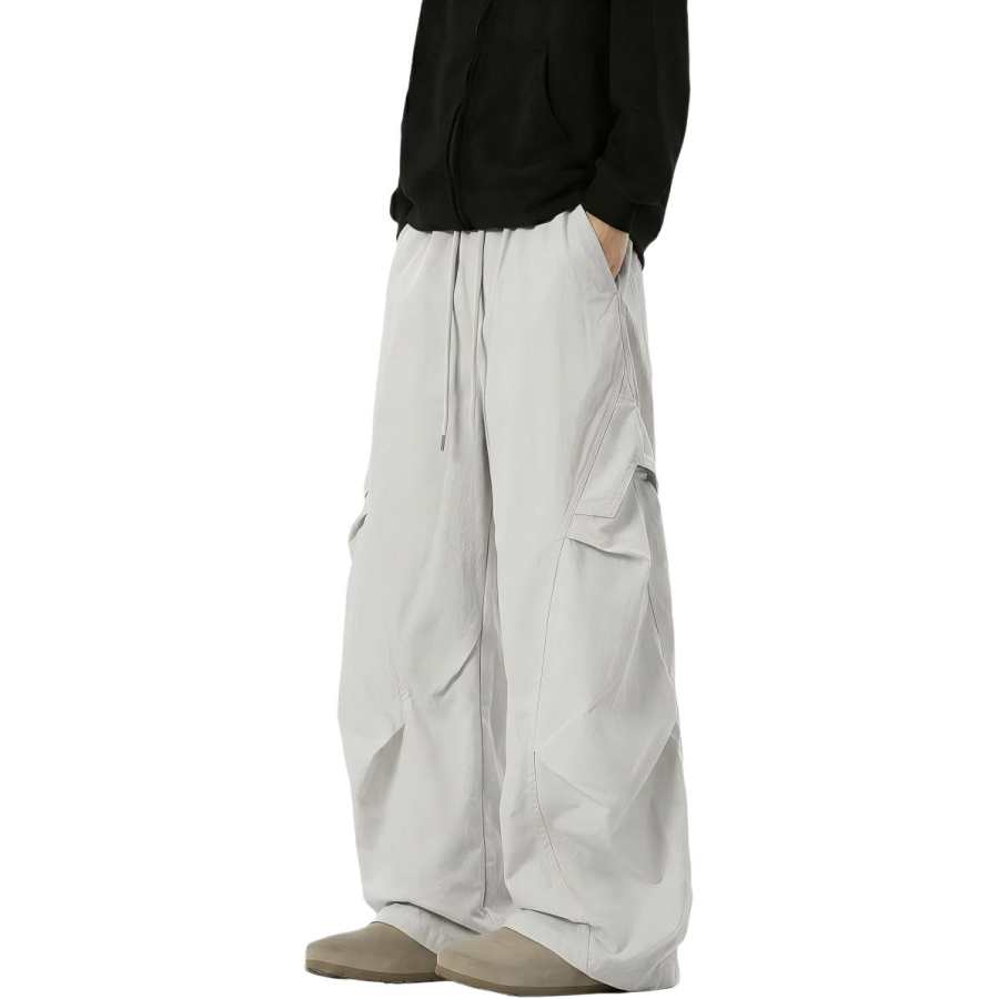 BALENO BALENO Cargo Pants Unisex Beige Gray Thin