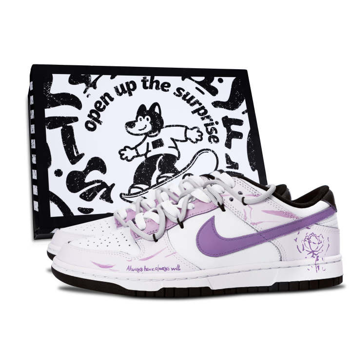 Nike Nike Dunk Skateboard Shoes Unisex Low Top White/Purple
