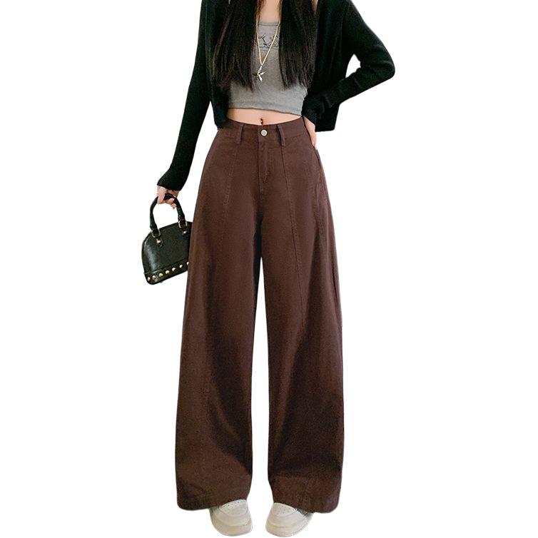 VENICEW Jeans Women's Coffee Moderate Wide Leg Pants