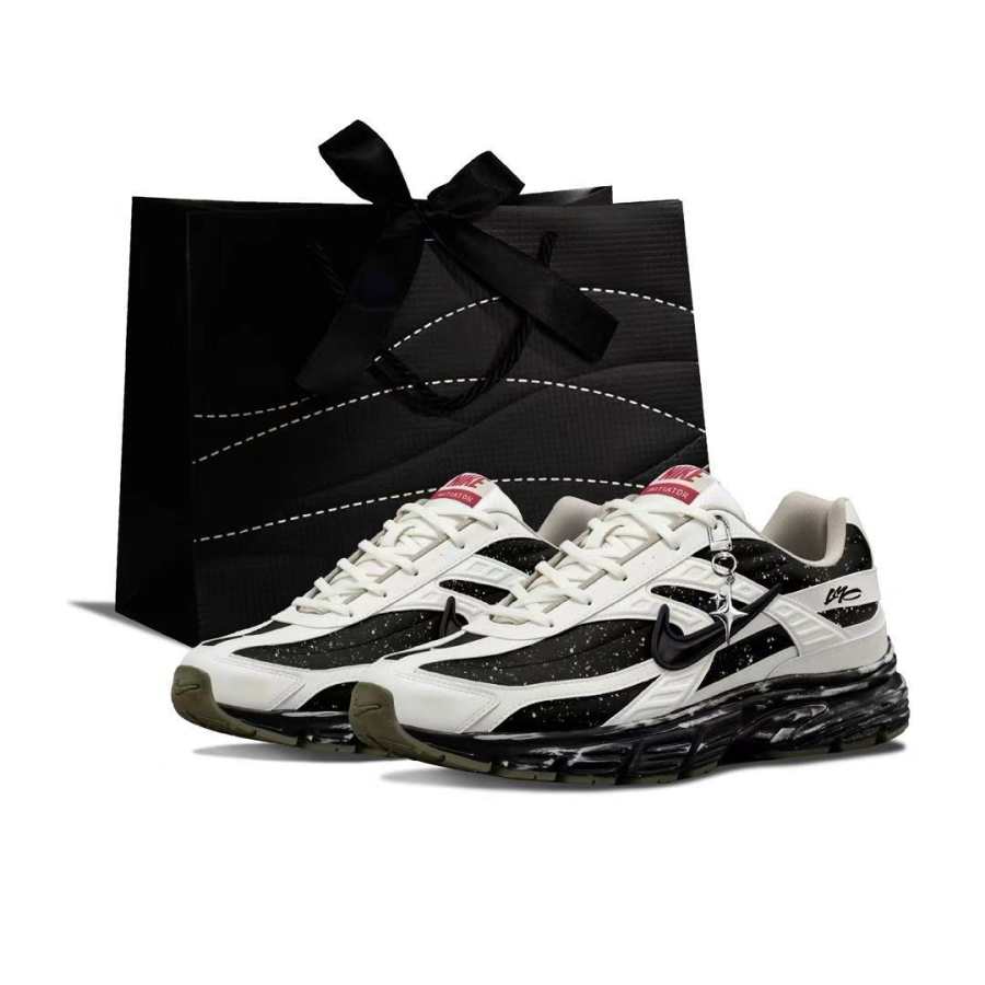 Nike Nike Initiator Support Lightweight Breathable Low top Casual Running Shoes Men's Black White Gray