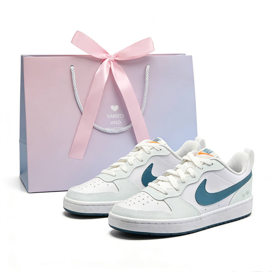 Nike Nike Court Borough2 Cloud Island Cyan Synthetic Leather Slip Resistant Abrasion Resistant Low top Skateboard Shoes