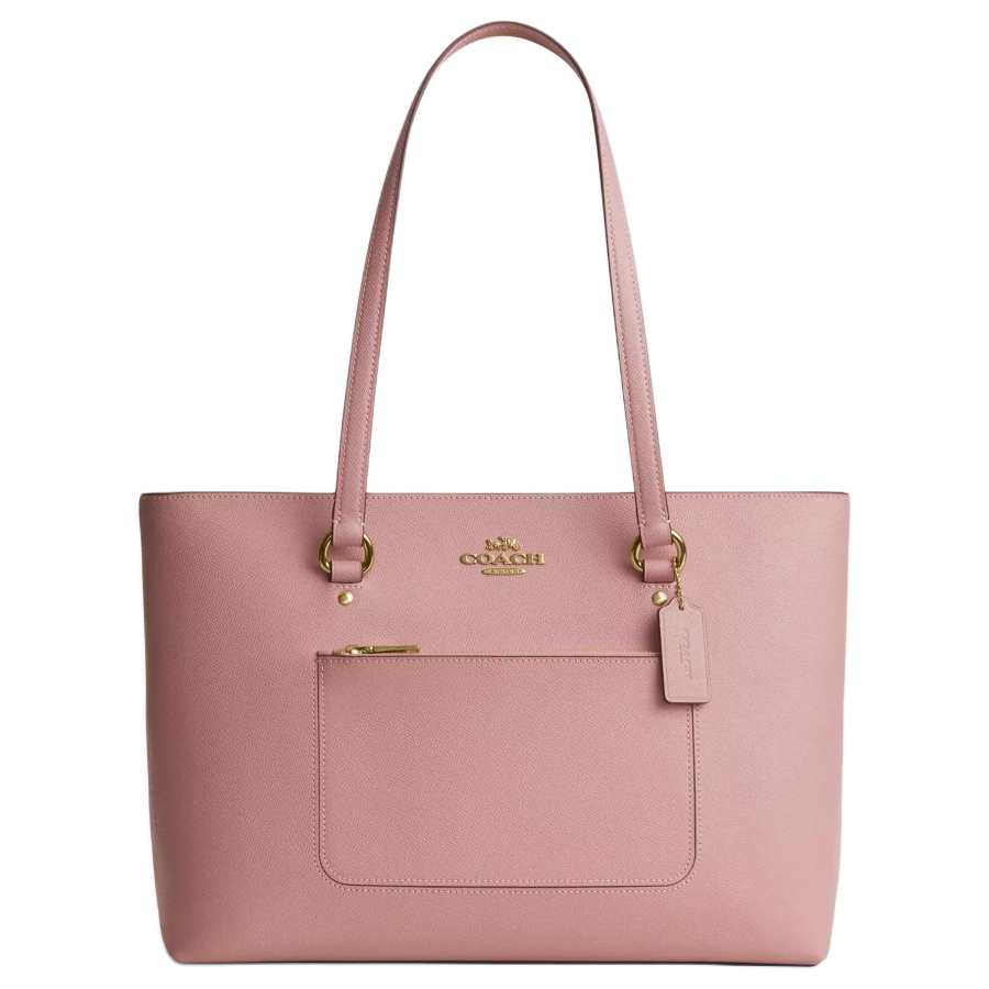 COACH Station Leather With Coated Canvas Tote Handbag, Shoulder Bag Large Women's Pink