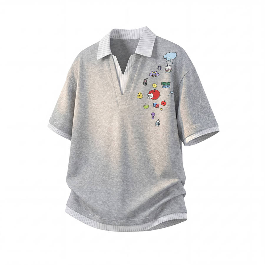 PAL ONGACO Polo Shirts Unisex Lapel Moderate Mock Two Piece