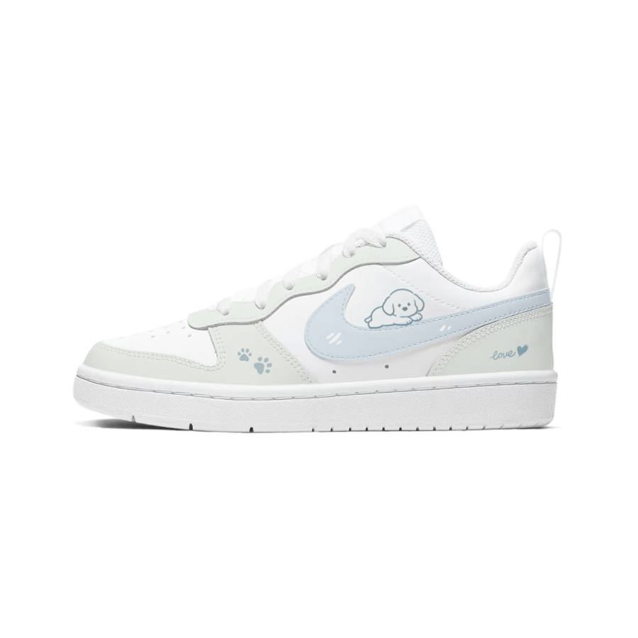 Nike Nike Court Borough Limeshining, Blue Sky Wangxing Slip Resistant Low top Kids' Skateboarding Shoes Blue Green Unisex