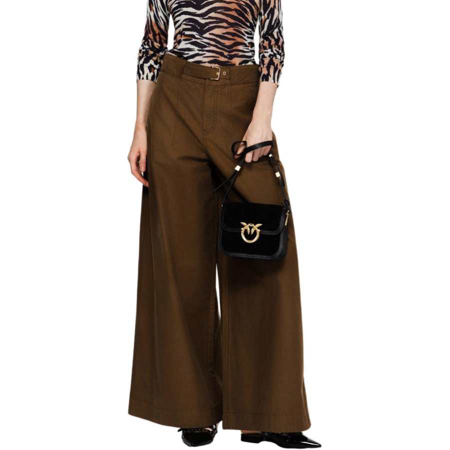 PINKO Jeans Women's Khaki Brown Moderate Wide Leg Pants