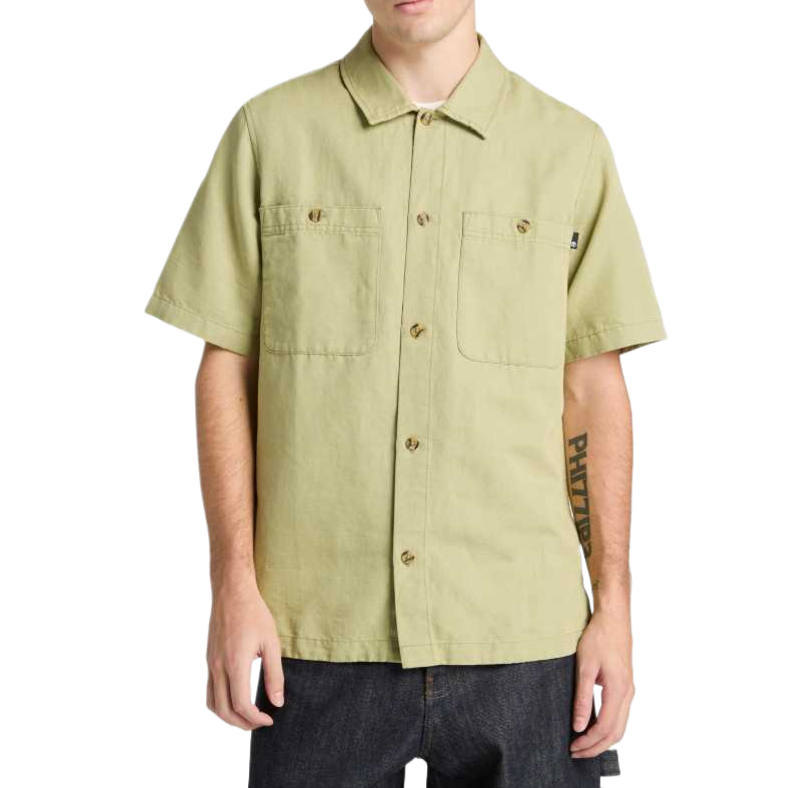 Timberland Shirts Men's Gray Green Lapel Moderate